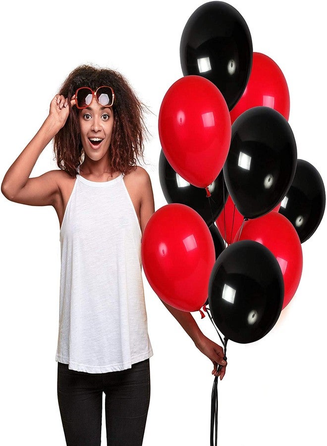 HEMITO Premium Metallic Latex Balloons Pack Of 100 Red, Black Balloons for Decoration (Red,Black, Pack Of 100) - Image 3